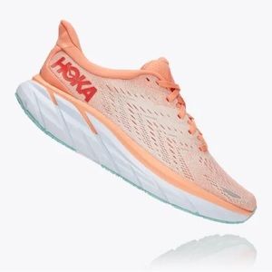 HOKA CLIFTON 8 WOMEN'S RUNNING SHOES CANTALOUPE / SILVER PEONY SZ 9